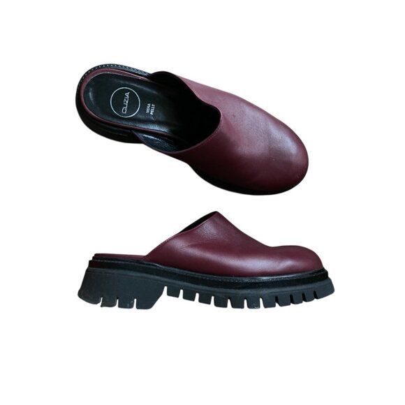 Clizia Leather Burgundy "Sierra" Platform Mules Leather Chunky Platform Size 39 - Picture 7 of 9